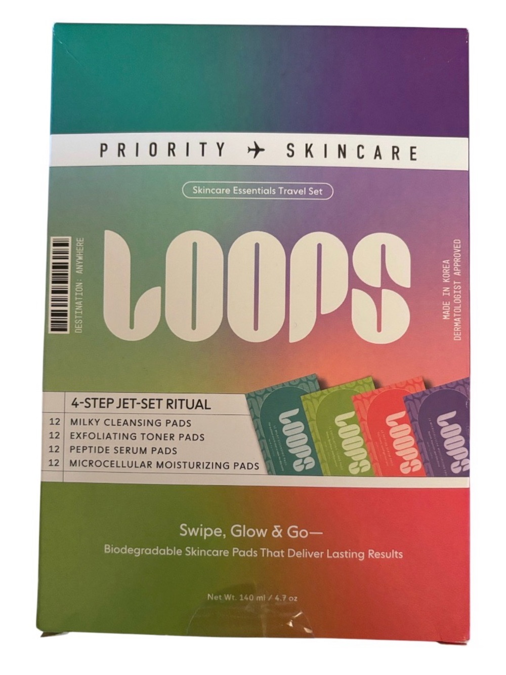 Loops | Priority Skincare Essentials Travel Set | 4 Step Jet Set Ritual NWT BOX
